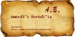 Ambróz Borbála névjegykártya