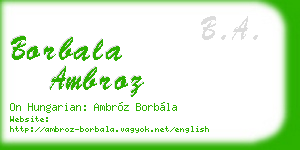 borbala ambroz business card